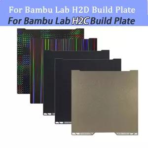 밤부랩 H2C H2S H2D 빌드 플레이트 350x320mm 베드 양면 용 PEI 마그네틱 스프링 스틸 필름 핫엔드