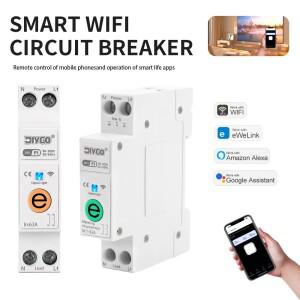 1P  N eWeLink WIFI 회로 차단기 63A Din 레일 장착 릴레이 소형 가정용 스위치 음성 원격 제어 스마트 라