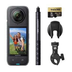 Insta360 X4 오토바이 번들 - 8K 방수 360 액션 카메라, 4K 광각 비디오, 보이지 않는 셀카봉, 탈착식 렌즈 가드, 135분 배터리 수명, AI 편집, 안정화, 스포츠, 여행용