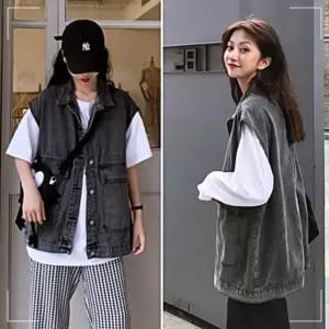캐주얼 쪼끼 여성 베스트 데님 블랙진조끼 청코디 빈티지 LW91E21B