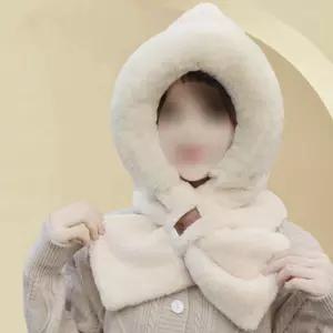 후드넥워머 포근한 밍크털 일체형 후드목도리 겨울 방한 모자 목