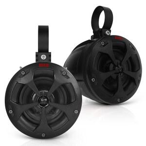 PYLE 4인치 오프로드 블루투스 방수 스피커 피크 카트 함께 AUX 사용 증폭 골프 차량과 800W PLUTV43BTA 12V UTV 잭용 파워 입력 모든 블랙 시스템 보트 ATV