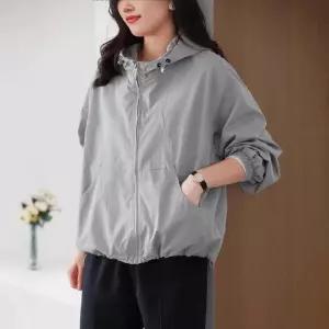 캐주얼 야구 항공 후드 집업 코트 순정 바람막이 트렌치코트 여자점퍼 원템1