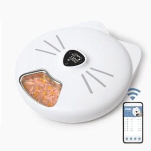 CATIT PIXI 스마트 6 식사 급식기 맞춤형 트레이, 팩, 앱 스틸 건식 급식기, 사료용 및 - 자동 일정, 아이스 고양이 습식 있는 스테인리스 컨트롤이