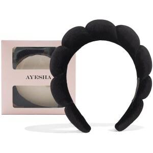 AYESHA 여성용 스파 머리띠, 얼굴 구름 샤워 여아용 부드러운 스폰지 여성용, 씻기용 헤어밴드, 메이크업 스킨케어(블랙)