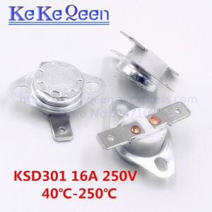 KSD301 250V 16A 260Degc 온도 스위치 정상 폐쇄 플랫 풋 고정 링 140 165 175 180 190 195 200 210 220 23