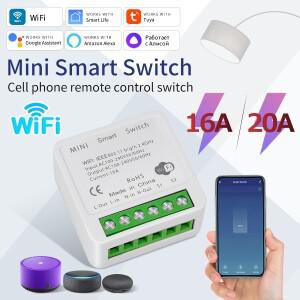 16A 20A Tuya WiFi 스마트 스위치 양방향 제어 미니 소형 차단기 라이프와 함께 작동 Alexa Google Home Al
