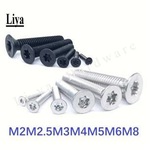 Torx 5-50pcs ISO14581 GB2673 A2-70 304 스테인레스 스틸 OR 등급 10.9 검정색 강스틸 카운터 싱크 나사