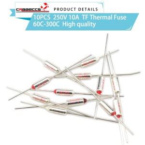 10개입 TF 열 퓨즈 RY 10A 250V 온도 60C 73C 75C 77C 100C 172C 185C 216C