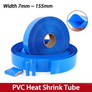 파란색 폭 7mm  155mm PVC 열 수축 튜브 1-20 미터 18650 Lipo 배터리 팩 절연 케이블 슬리브 보호 필름 랩