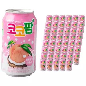 해태 코코팜 피치핑크 복숭아 340ml 48캔/코코넛 젤리 알갱이 음료 아동 초등 소풍 운동회 과일맛 음료수