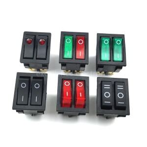 1PCS KCD6 더블 라이트 로커 스위치 6PIN 16A 250V 20A ON-OFF 보트 전원 방수 캡
