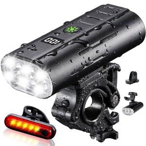 야행용 요스키 트루 2000 루멘 자전거 라이트 EVO 6800mAh 6 LED 자전거 헤드라이트 및 테일라이트 세트 충전식 자전거 라이트 앞뒤, 로드 마운틴 자전거, 방수 안전등