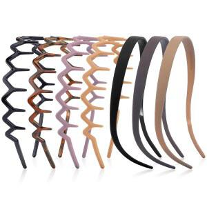 VELSCRUN ZIG ZAG 클로 빗 머리띠, 밴드 DIADEMAS 착용을 MUJER PARA 밴드, 편안한 헤어 블랙 헤어밴드 플라스틱 얇은 헤드 스퀘어 여아용 위한 90년대 여성용 안경 컬리 브라운