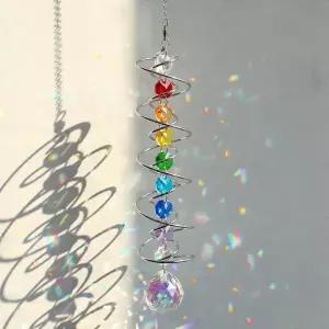 쳐다 보는 공 나선형 꼬리 크리스탈 Suncatcher 레인보우 메이커 비즈 태양 포수 실내 창 정원 바람 종소리