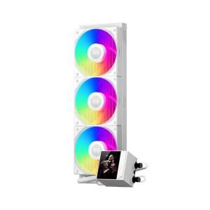 PCCOOLER CPU 쿨러, 360mm AIO 액체 냉각, 고성능 펌프, 2.4 u201D IPS 디스플레이, 조용한 F5 R120 팬을 갖춘 CPS ARGB 수냉식(DC360 화이트)
