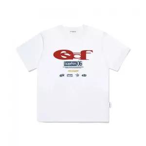 ESCAPEFROM ESCF 로고 콜라주 프린트 오버핏 반팔티 화이트