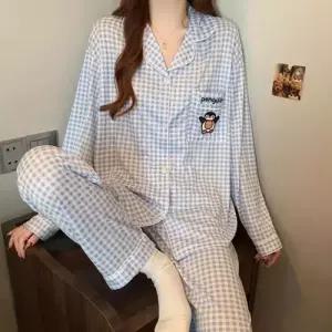 실크 춘추 캐주얼 복성 잠옷세트 긴팔 커플 잠옷 세트 양 카디건 캐릭터 원픽3