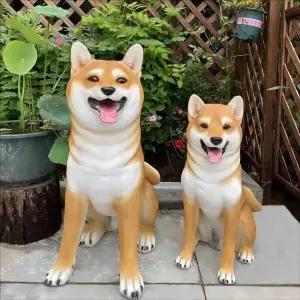 시바견 모형 강아지 골드 정원꾸미기 야외 높이 피규어 화단