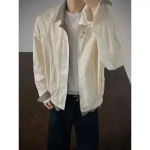 하프 남자 가을 빈티지 해링턴 체크 코트 재킷 차이나 MODU3