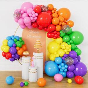 162피스 다채로운 무지개 풍선 아치 키트, DE 생일 GLOBOS 용품용 다양한 COLORES 화환, 크기의 장식 파티