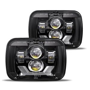 HWSTAR 페어 180W 1000% 밝은 H6054 5x7 7x6 LED 헤드라이트, 지프 체로키 XJ 랭글러 YJ DOT 안티글레어 DRL 턴 시그널 하이/로우 씰링 빔 포드 쉐보레 GMC 도요타 닛산 닷지 등 블랙