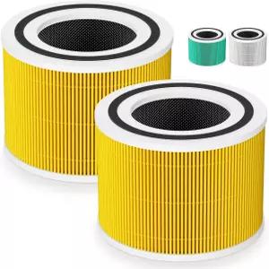 LEVOIT 코어 300 300S 300-P 300S-P P350 공기 정화기 3-IN-1 헤파 필터 Part 300-RF 노란색(2팩)과