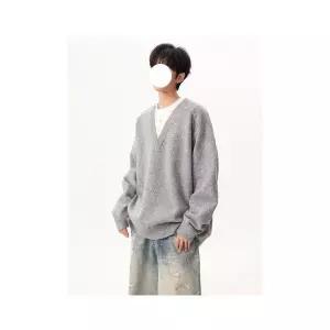 원더맨 남자 데일리룩 니트 브이넥 올드 첸펑신구이 가짜 투피스 스웨터 가을 고지 커플 울 가디건 KUK3