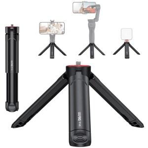 UURIG TP05 확장 가능한 미니 카메라 삼각대, 휴대용 셀카봉 손잡이 그립 데스크탑 웹캠 삼각대, DSLR 카메라용 1/4인치 나사 포함 웹캠 휴대폰 홀더 셀카봉 브이로그 삼각대