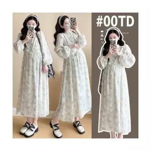 여성 쉬폰원피스 시폰 가을바람 임산부 스커트 쉬폰 원피스 빅사이즈 복 ADOR3