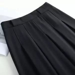 EAMT 치마 스커트 여성용 캐주얼 쉬폰 벨트 플리츠 회색 정장 주름 EUNG3