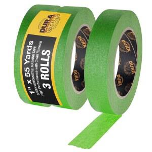 듀라-골드 그린 자동차 마스킹 테이프 1인치(24mm x 55야드), 롤 3개 - 프리미엄 고성능, 내열성 - 자동차 리파이낸스 페인팅, 자동차 디테일링, 오토바디, 산업용, 페인터 테이프