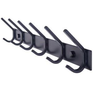 WEBI 코트 랙 벽 장착, 코트 걸이용 17-1/8인치 후크, 6개의 이중 후크가 있는 헤비 듀티 메탈 후크 레일, 지갑 의류 재킷 백팩 입구용 더블 후크 행거 월 마운트, 블랙
