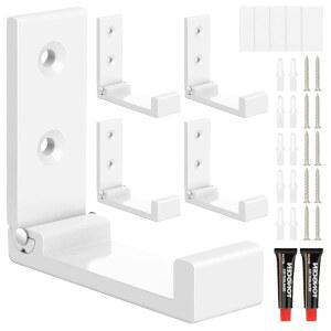 SPLAYTAP 접이식 코트 후크, 5pcs 화이트 월 후크, 코트 타월 백팩 걸이용 헤비 듀티, 접이식 접착 후크, 헤드폰 재킷 홀더, 지갑 모자 가방 열쇠용 나사가 달린 알루미늄 합금 후크