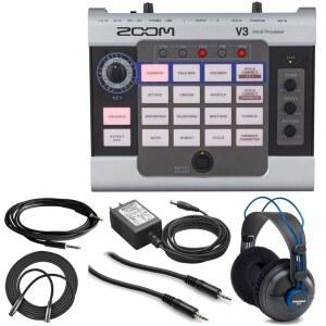 ZOOM V3 보컬 이펙트 프로세서 16가지 헤드폰 AC 스튜디오 음성 적합한 디럭스 레코딩에 어댑터 무대 또는 포함 번들 공연 9V 케이블 레퍼런스 효과 프로페셔널