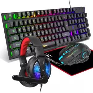 PC 게이머와 Xbox 및 PS4 사용자를 위한 게이밍 키보드 마우스 헤드폰 패드 올인원 콤보