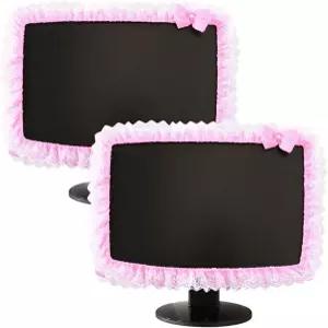 ZuYYON 2개 23인치26인치 귀여운 탄력 모니터 먼지 커버 보호기 액세서리 노트북 TV LCD 화면 장식 핑크
