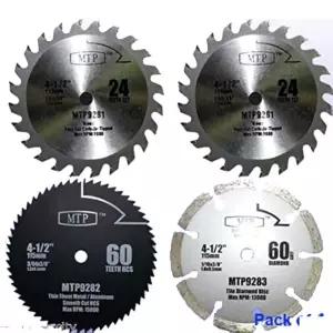 Rockwell Compact Rk3441k Wox WX429L RW9281 모듬 금속/목재 4-1/2 4.5인치 원형 톱날 팩