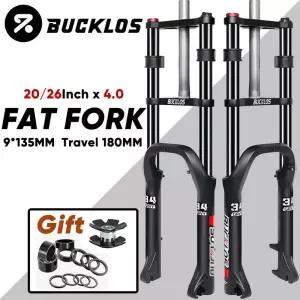 BUCKLOS 20/26인치 40 팻 타이어 자전거 서스펜션 포크 180mm 트래블 오일 스프링 더블 크라운 스노우 바이크