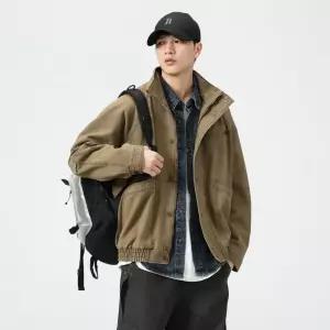 EAMT 남자 청자켓 가을 빈티지 워싱 블루 루즈핏 캐주얼 긴팔 데님 코트 YJ3