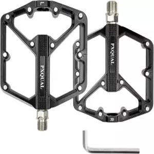 Pxqual 산악 자전거 페달 MTB 플랫 3개 밀폐 베어링 알루미늄 9/16인치 경량 플랫폼 도로