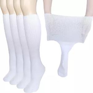 림프부종 부은 발 다리를 위한 CIRZUEX 엑스트라 와이드 양말 비만 깁스 부츠 비결합 신경병증 여성 2쌍
