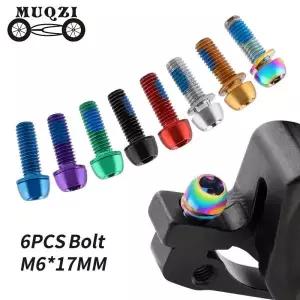 MUQZI 6pcs M6x17mm 디스크 브레이크 캘리퍼스 볼트 자전거 줄기 MTB 크랭크 암 나사 와셔 부품 포함