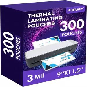 라미네이터용 라미네이션 시트 300팩 3밀 9 x 11.5인치 열 파우치 투명 글자 크기 사무용품 및 학용품