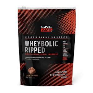 GNC AMP 휘볼릭 찢어진 단백질 분말 및 열 발생 보충제, 근력 , 에너지 지구력 증가, 40g, 류신 6.2g, EAA 15g, 카페인, 초콜릿 퍼지, 9인분 제공
