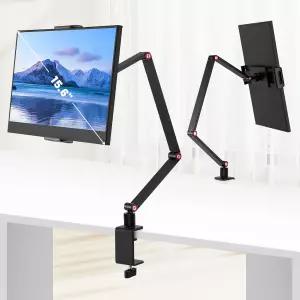 용 태블릿 스탠드 홀더 휴대용 모니터 15.6인치 맥스 360 회전 베이스의 데스크 마운트 4.7-12.9인치 폰