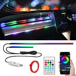USB LED 자동차 엠비언트 App 원격제어 네온 불빛 RGB 인테리어 장식 아크릴 스트립 무드등 64 색상