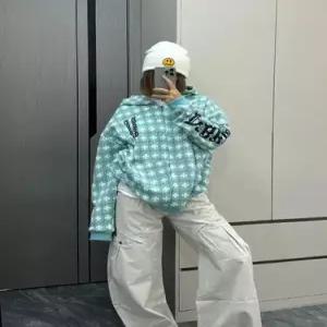 록쉬블몰 남친 가을 집업 카디건 레터링 십자가 프린트 후드 커플 유럽식 HO3