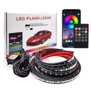 자동차 차체  LED 스트립 라이트 언더바디 리모컨/앱 제어 RGB 네온 분위기 조명 장식 램프
