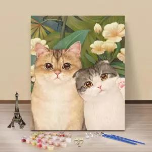 액자 그림 명화그리기 고양이 diy 고급 유화 일러스트 캔버스 동물 미술 캣츠